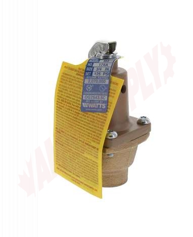 Photo 6 of 0274446 : Watts 174A Boiler Pressure Relief Valve, 3/4, 125PSI