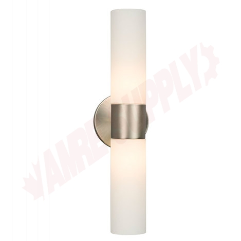 Photo 1 of 244023BNWH : Galaxy Lighting Hadley Wall Sconce, Brushed Nickel, White Straight Glass, 2x60W