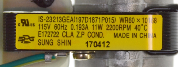 Photo 14 of WG03F01508 : GE Refrigerator Condenser Fan Motor, 11W/115V
