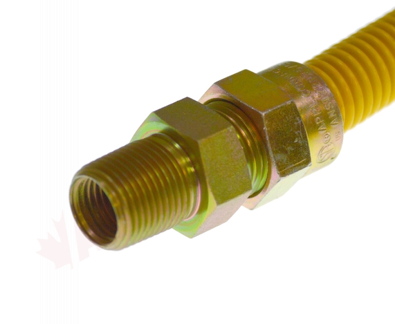 Photo 2 of ACS-375MM-36 : Universal Yellow Coated Stainless Steel Gas Connector 3/8 x 3/8 NPT, 36 Long