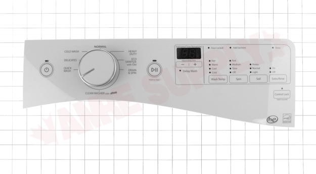 Photo 8 of WPW10750475 : Whirlpool Washer Control Panel Assembly, White