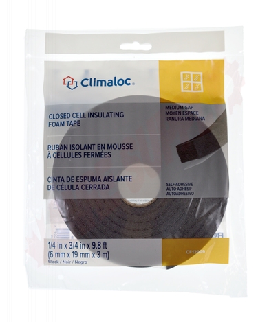 Photo 2 of CF12009 : Climaloc Foam Tape, Black, 1/4 x 3/4 x 9.8'