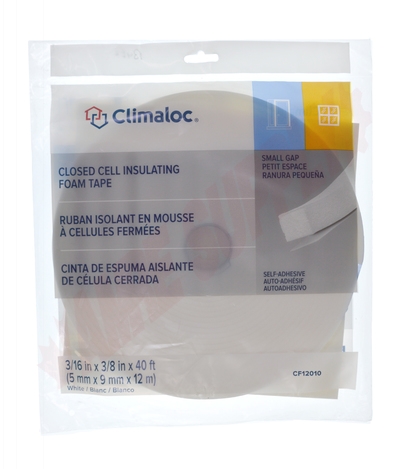 Photo 2 of CF12010 : Climaloc Foam Tape, White, 3/16 x 3/8 x 40'