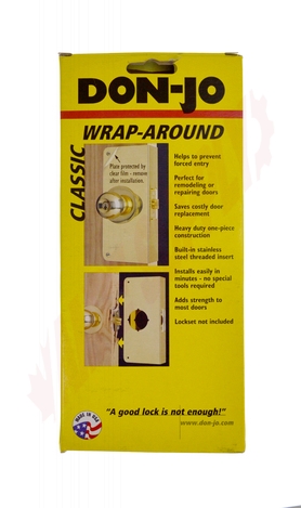 Photo 3 of 1-PB-CW : Don-Jo Cylindrical Lock Door Wrap, 4 x 9, Polished Brass