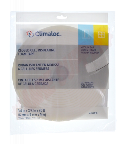 Photo 2 of CF12012 : Climaloc Foam Tape, White, 1/4 x 3/8 x 29.5'
