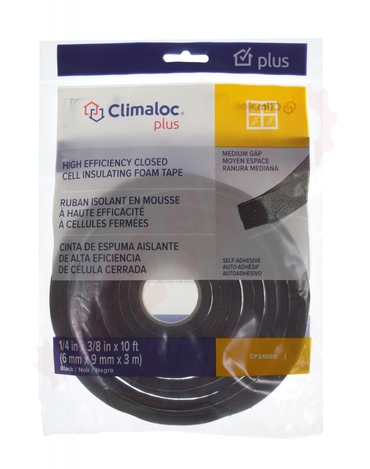 Photo 2 of CF21003 : Climaloc Sponge Rubber Tape, Black, 1/4 x 3/8 x 10'