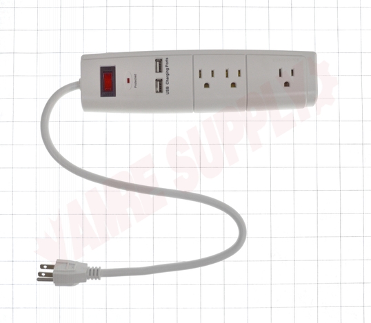 Photo 5 of P010768 : Shopro 3 Outlet Power Bar, 2 USB Charging Ports, 2-1/2'