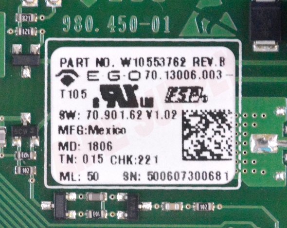 Photo 5 of WPW10553762 : Whirlpool WPW10553762 Range Electronic Control Board
