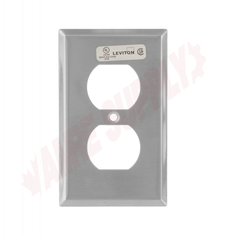 Photo 2 of 84003 : Leviton Duplex Receptacle Wall Plate, 1 Gang, Stainless Steel