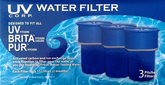 Photo 1 of 80203 : UV Corp. Pitcher Water Filter Replacement, For UV, BRITA or PUR, 3/Pack