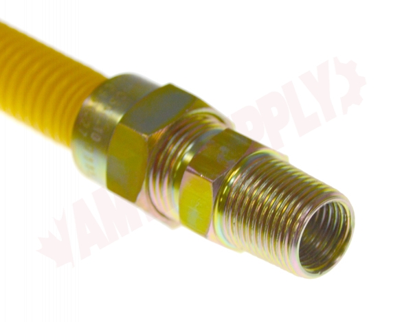 Photo 2 of ACS-375MM-48 : Universal Yellow Coated Stainless Steel Gas Connector 3/8 x 3/8 NPT, 48 Long