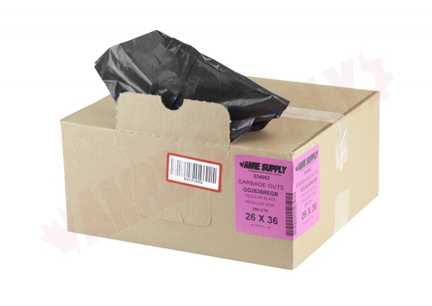 Photo 1 of GG2636RB : Polyethics Industries Black Recycled Garbage Bags, 26 x 36, Regular Strength, 250/Case