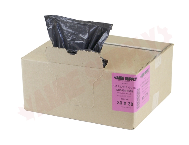 Photo 1 of GG3038RB : Polyethics Industries Black Recycled Garbage Bags, 30 x 38, Regular Strength, 250/Case