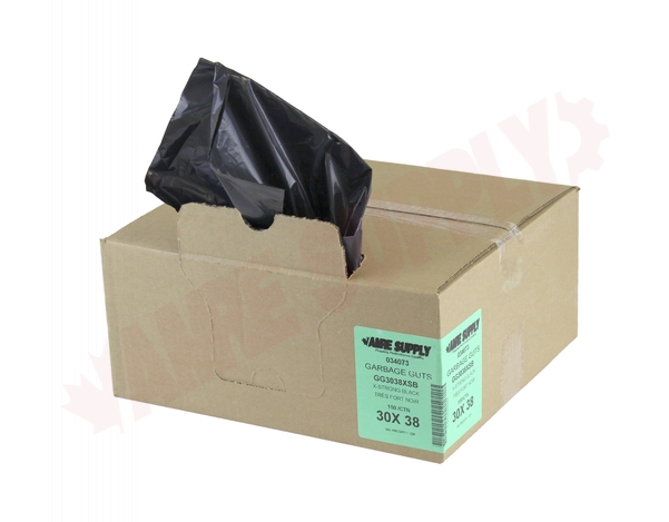 Photo 1 of GG3038XSB : Polyethics Industries Black Recycled Garbage Bags, 30 x 38, Extra Strong Strength, 125/Case
