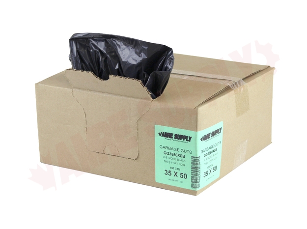 Photo 1 of GG3550XSB : Polyethics Industries Black Recycled Garbage Bags, 35 x 50, Extra Strong Strength, 100/Case