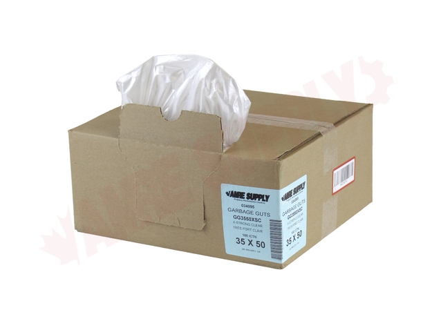 Photo 1 of GG3550XSC : Polyethics Industries Clear Garbage Bags, 35 x 50 Extra Strength, 100/Case