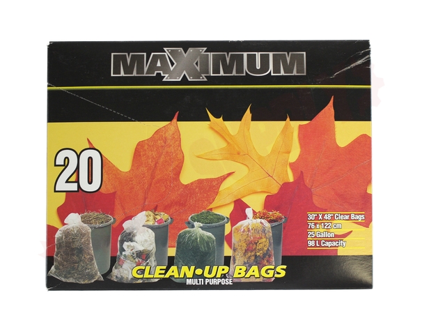 30482 : Maximum Clear Garbage Bags, 30 x 48 Lawn & Leaf Strength