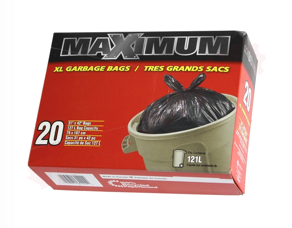 Photo 1 of 31422 : Maximum Black Garbage Bags, 31 x 42, Outdoor Strength, 20/Case