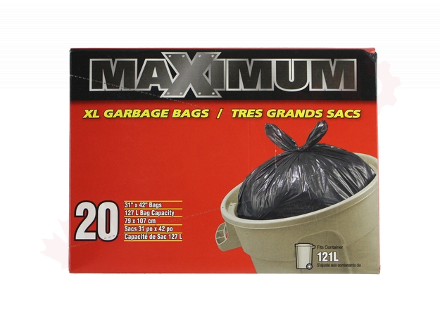 Photo 2 of 31422 : Maximum Black Garbage Bags, 31 x 42, Outdoor Strength, 20/Case