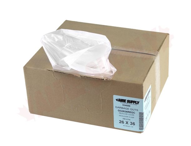 Photo 1 of GG2636RC : Polyethics Industries Clear Garbage Bags, 26 x 36 Regular Strength, 250/Case