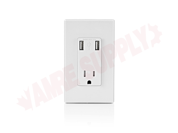 Photo 9 of T5631-2W : Leviton USB Charger & Tamper-Resistant Duplex Receptacle, 15A, 125V, White