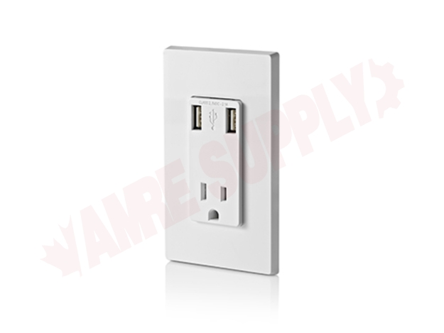 Photo 10 of T5631-2W : Leviton USB Charger & Tamper-Resistant Duplex Receptacle, 15A, 125V, White