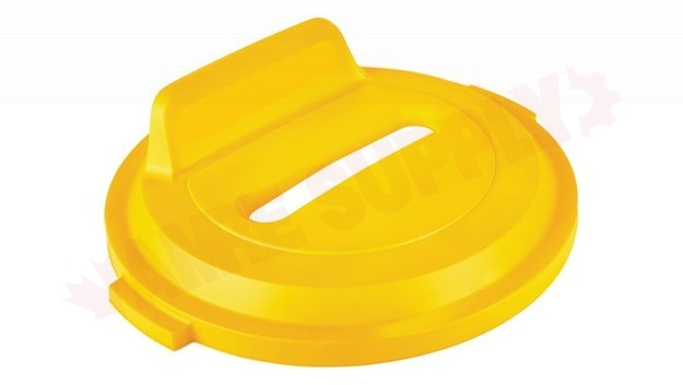 Photo 1 of 2018167 : Rubbermaid BRUTE Paper Recycling Slot Lid, Yellow, 32 gal.
