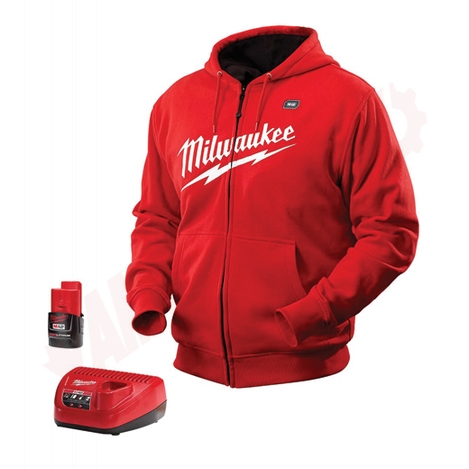Photo 1 of 2371-XL : Milwaukee M12 Cordless Heated Hoodie, Extra Large, Red