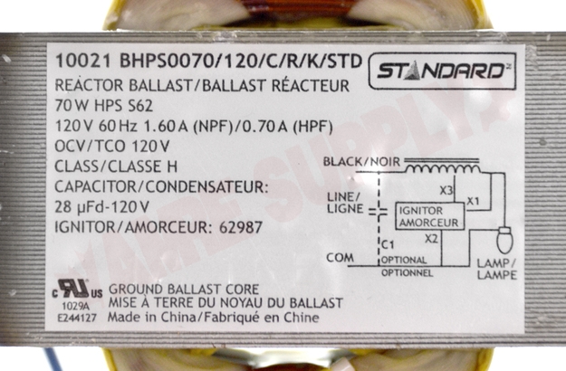 Photo 10 of BALS0070ACR : Standard Lighting Magnetic High Pressure Sodium Ballast, 120V