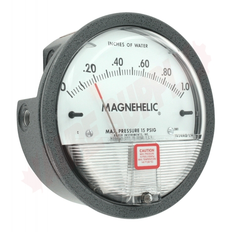Photo 1 of 2001 : Dwyer Magnehelic Differential Pressure Gauge, Range 0-1.0 w.c., Minor Divisions .02.
