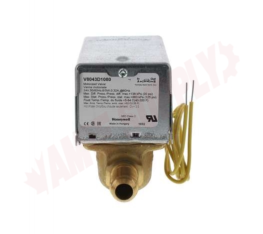 Photo 7 of V8043D1080 : Honeywell V8043D1080 Home 3/8 Inverted Flare, 2-Way, 3.5 Cv, 125 PSI, Normally Open Zone Valve
