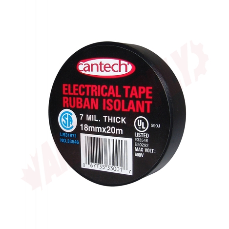Photo 1 of 330-01 : Cantech Vinyl Electrical Tape, 11/16 x 66', Black