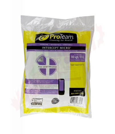 Photo 1 of 107313 : ProTeam Vacuum Bags, Fit Backpack Pro 10 Series, Micro Filter, 10/Pack
