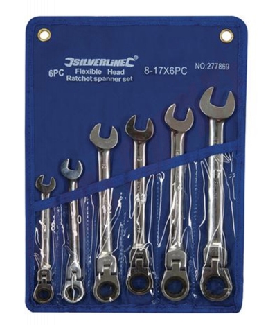 Photo 1 of 303704 : Silverline Flex-Head Ratchet Wrench Set, 6/Piece