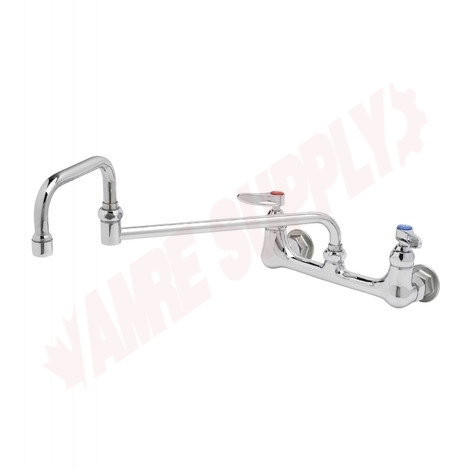 Photo 1 of B-0265 : T&S Double Pantry Faucet, Swivel Base, 8 Wall Mount, 18 Double-Joint Nozzle