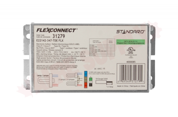 347V FLEXCONNECT ELECTRONIC COMPACT FLUORESCENT BALLAST KIT
