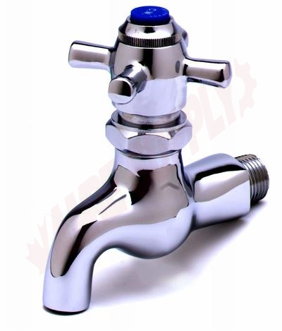 Photo 1 of B-0708 : T&S Sill Faucet, Wall Mount, Self-Closing, 4-Arm Handle, 1/2 NPT Male Inlet, Plain Outlet