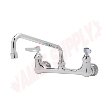 Photo 1 of B-2342 : T&S Double Pantry Faucet, Swivel Base, 8 Wall Mount, Lever Handles, 10 Swing Nozzle