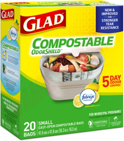 Photo 1 of CL78162 : Glad Biodegradable Compost Bag, 16.3 x 16.5, 20/Pack
