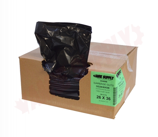 Photo 1 of GG2636XSB : Polyethics Industries Black Recycled Garbage Bags 26 x 36 Extra Strong Strength 150/Case