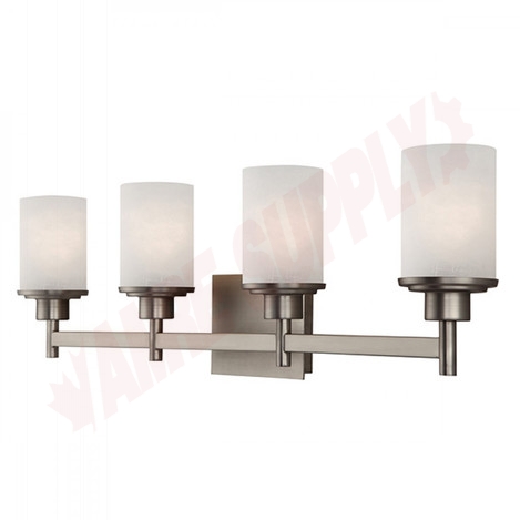 Photo 1 of IVL408A04BN : Canarm Lyndi 4-Light Vanity, Brushed Nickel, Etched Linen, 4x100W