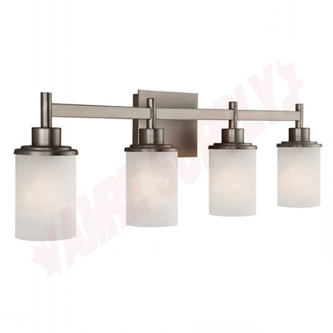 Photo 2 of IVL408A04BN : Canarm Lyndi 4-Light Vanity, Brushed Nickel, Etched Linen, 4x100W