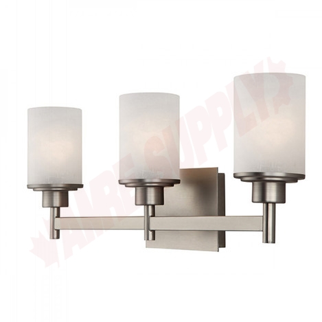 Photo 1 of IVL408A03BN : Canarm Lyndi 3-Light Vanity, Brushed Nickel, Etched Linen, 4x100W