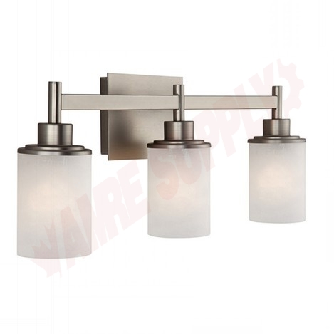 Photo 2 of IVL408A03BN : Canarm Lyndi 3-Light Vanity, Brushed Nickel, Etched Linen, 4x100W