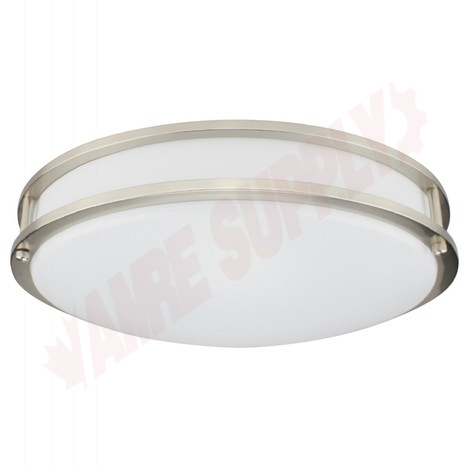 Photo 1 of 66866 : Standard Lighting 16 Flush Mount Double Ring, Brushed Nickel, Frosted Acrylic Round, 26W LED, 4000K