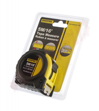Photo 1 of T001689AST-DB : Shopro Tape Measure, 1 x 16', SAE (inches) & Metric