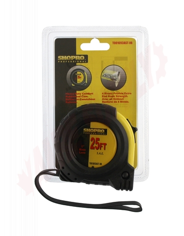 Photo 2 of T001693AST-DB : Shopro Tape Measure, 1 x 25', SAE (inches) with Easy Read Fractions