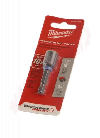 Photo 1 of 49-66-4505 : Milwaukee Shockwave Magnetic Nut Driver, 3/8 x 1-7/8