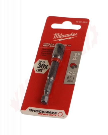 Photo 1 of 49-66-4532 : Milwaukee Shockwave Magnetic Nut Driver, 1/4 x 2-9/16