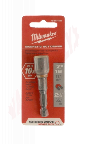 Photo 2 of 49-66-4536 : Milwaukee Shockwave Magnetic Nut Driver, 7/16 x 2-9/16